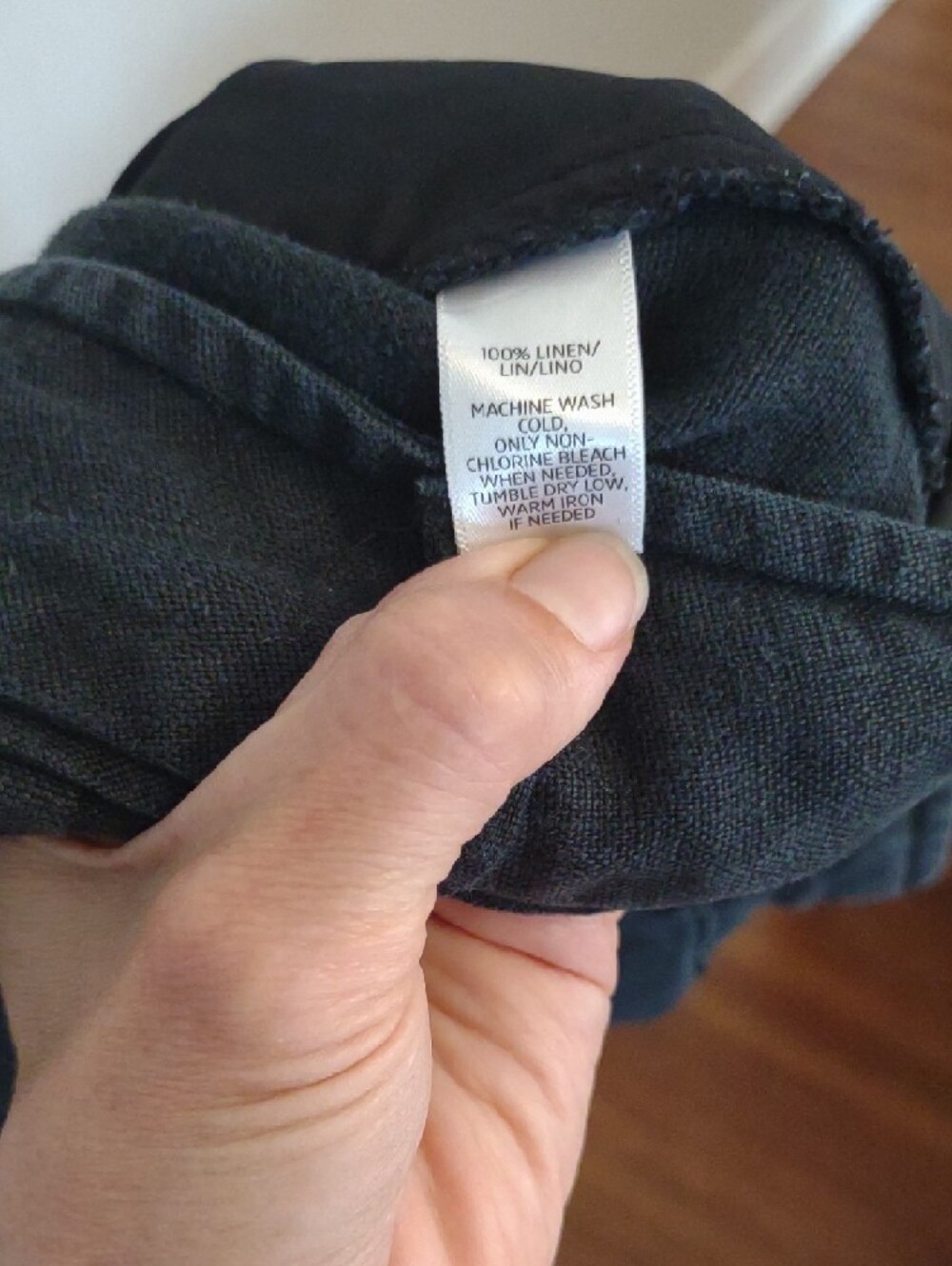 LOFT Linen Straight-Leg Black Pants - Picture 3 of 3